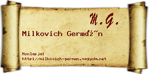 Milkovich Germán névjegykártya